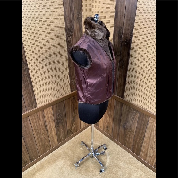 MUSI CANADA BROWN SHEARED & LONG HAIRED BEAVER TRIM FUR VEST JACKET SMALL 2 - 4 - Picture 8 of 11